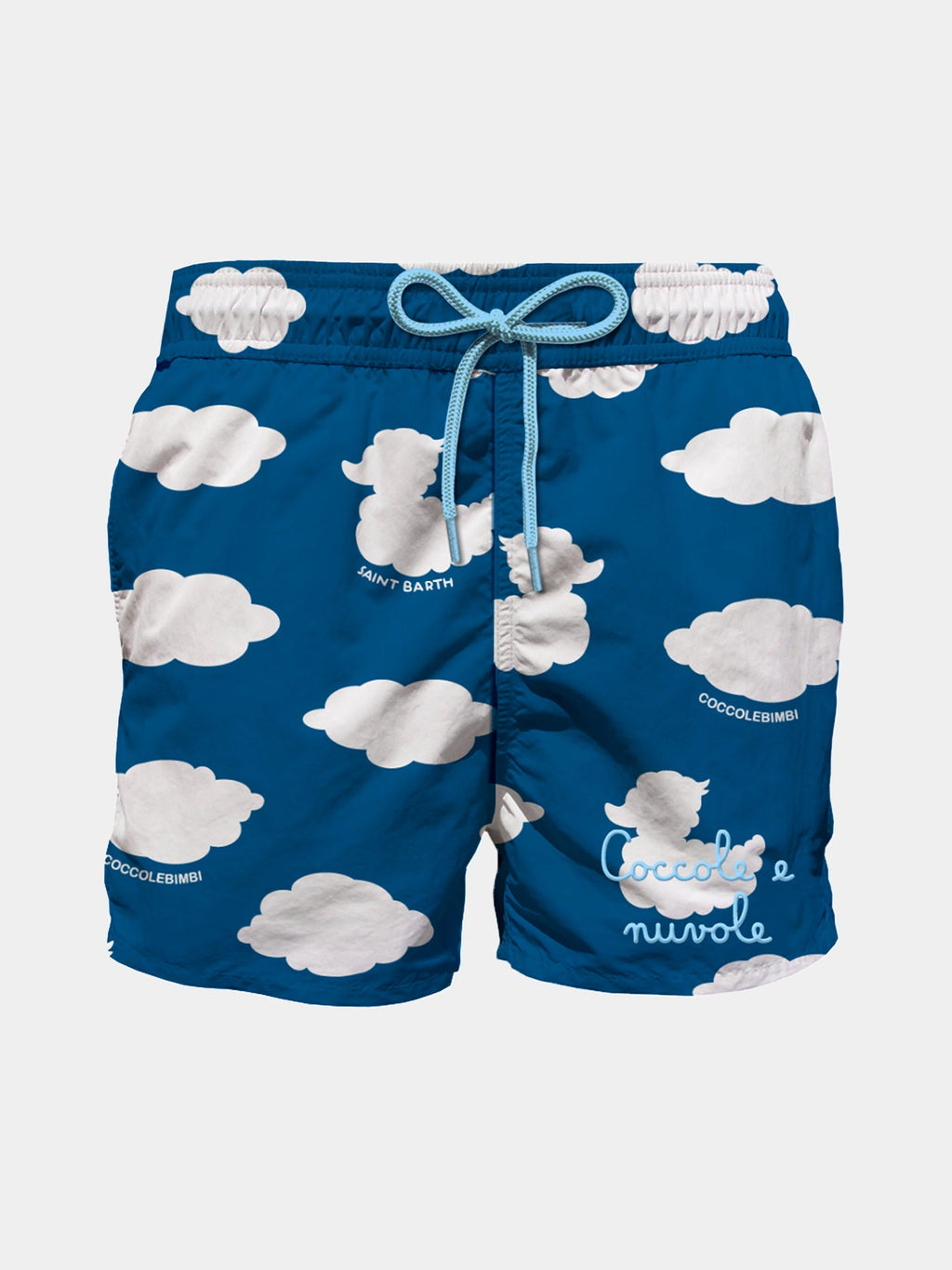 Costume mare Jean blu navy con stampa nuvole e ricamo Coccole e nuvole | Special Edition