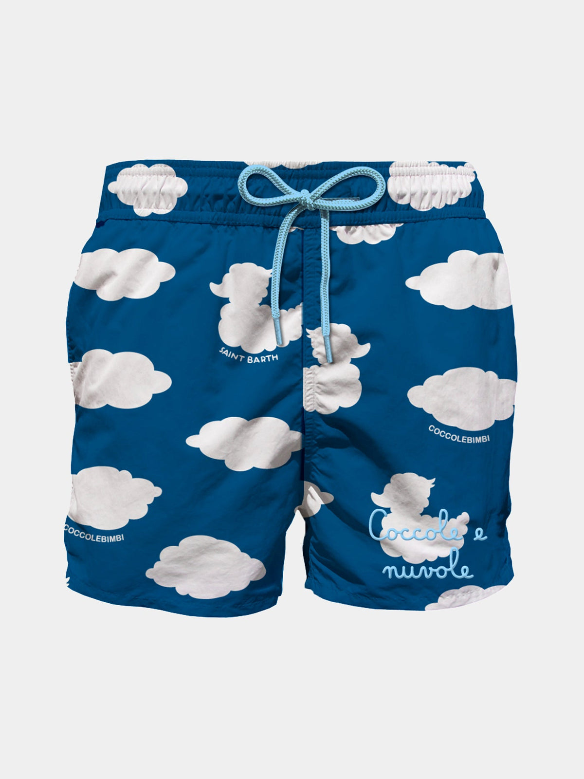 Costume mare Jean blu navy con stampa nuvole e ricamo Coccole e nuvole | Special Edition