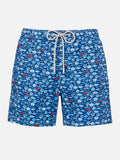 Costume mare Comfort Light blu navy con stampa pesci