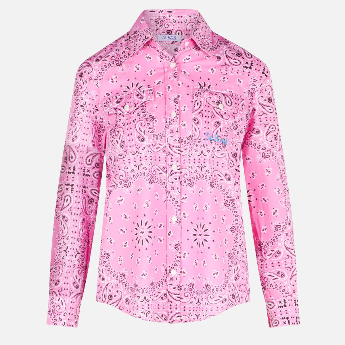 Camicia Amaya in lino con stampa bandana rosa product image 4