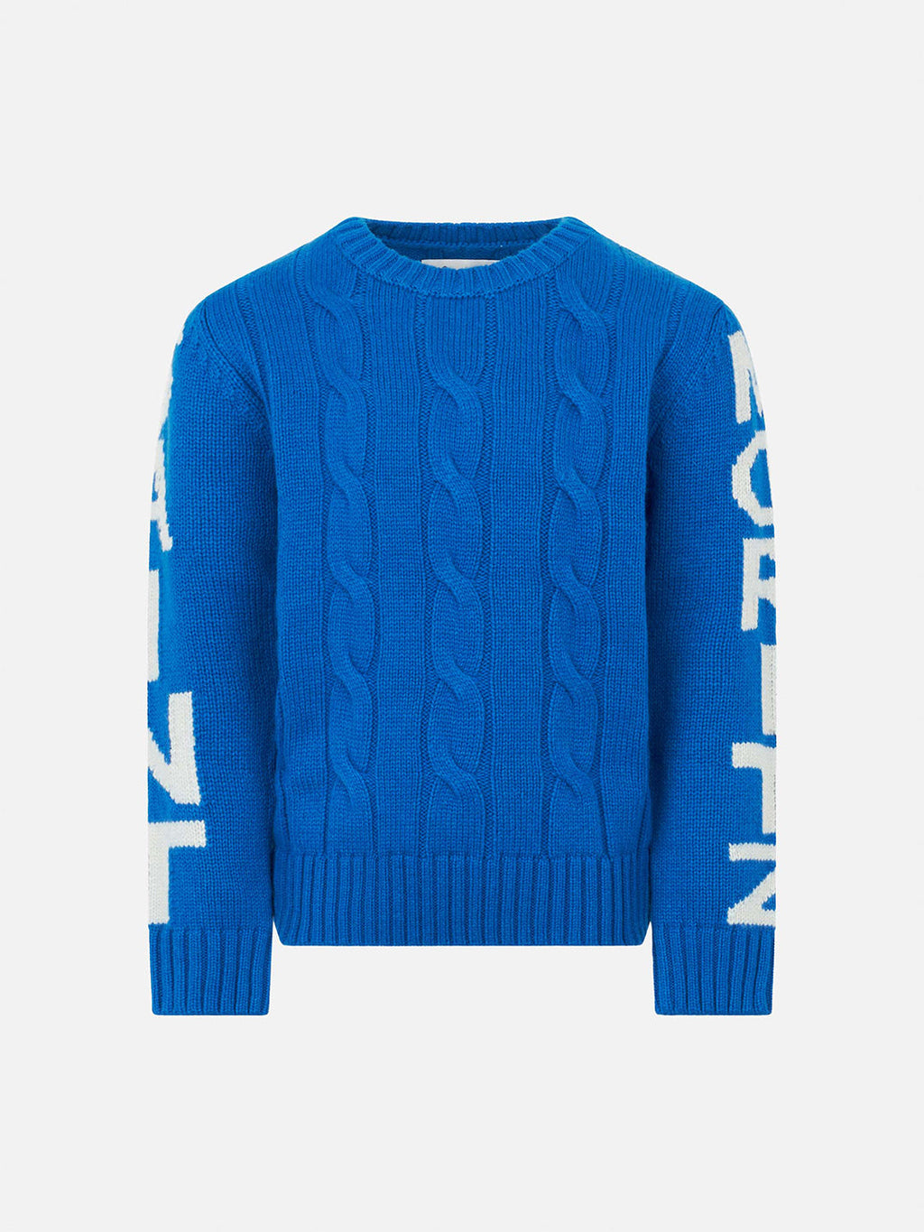 Maglia girocollo Bergen Jr blu a trecce con jacquard Saint Moritz