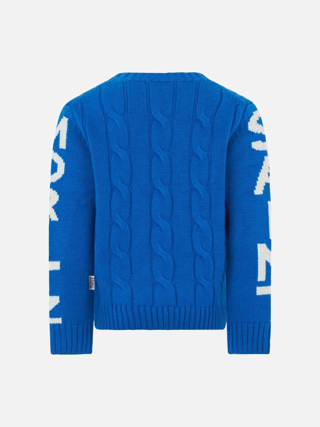 Maglia girocollo Bergen Jr blu a trecce con jacquard Saint Moritz