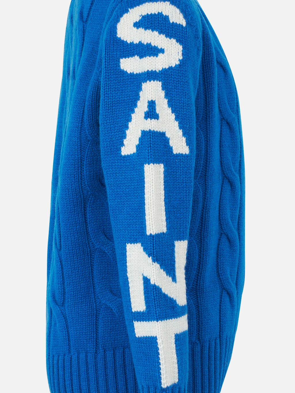 Maglia girocollo Bergen Jr blu a trecce con jacquard Saint Moritz