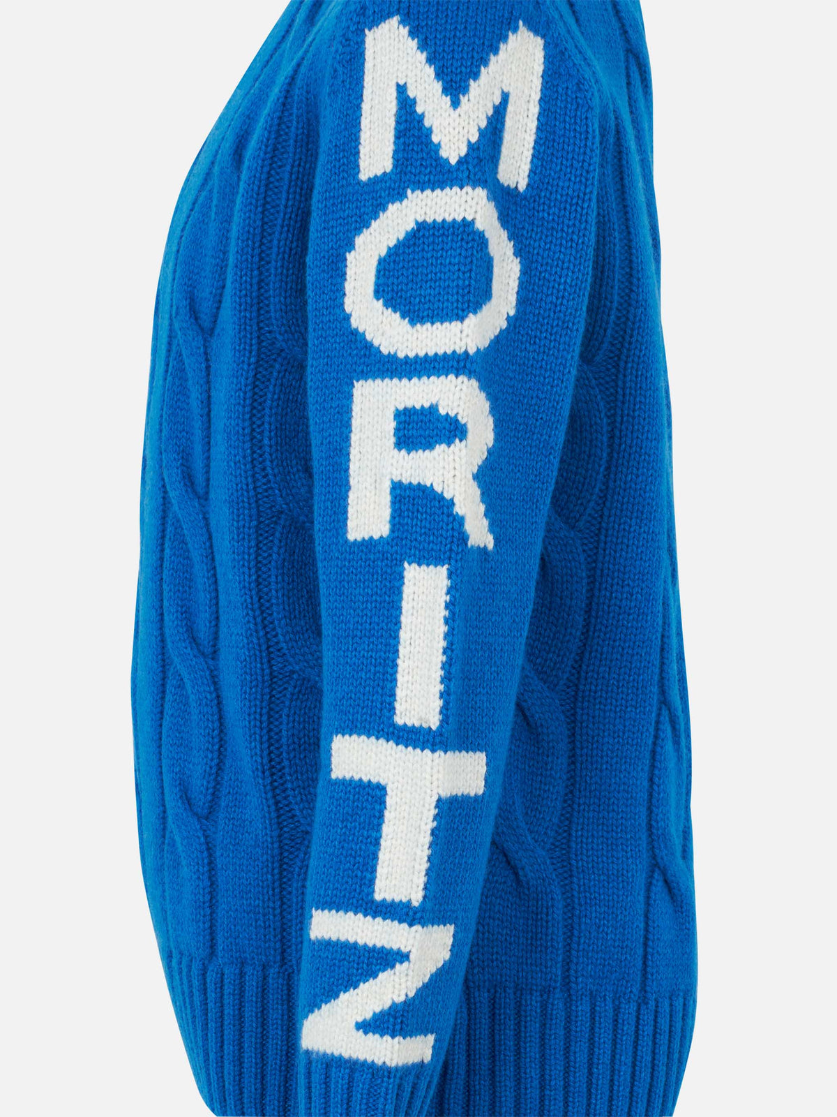 Maglia girocollo Bergen Jr blu a trecce con jacquard Saint Moritz
