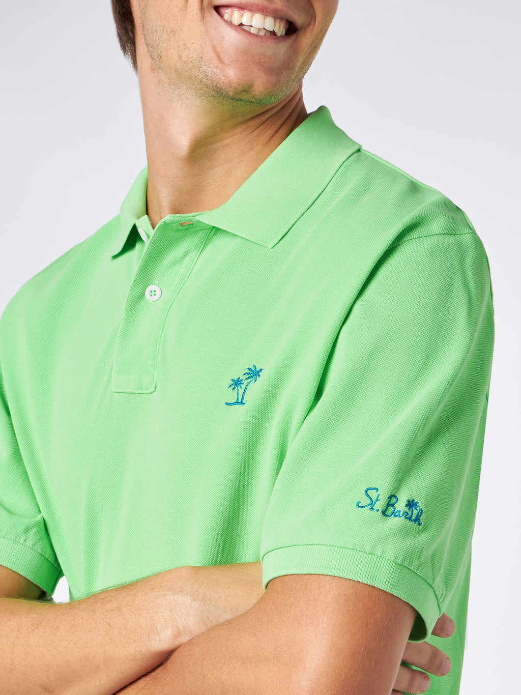 Polo Beverly Hills Vintage verde fluo con ricamo logo product image 2