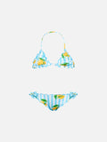 Bikini Cris azzurro con stampa limoni a righe