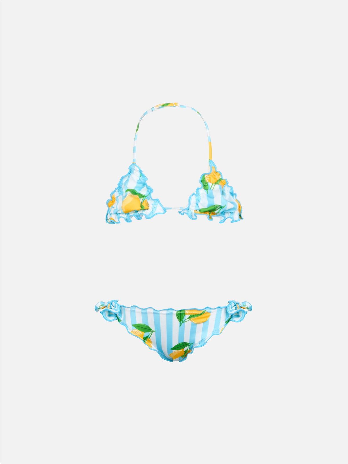 Bikini Cris azzurro con stampa limoni a righe