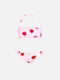 Bikini a fascia Emy rosa con stampa angurie a righe