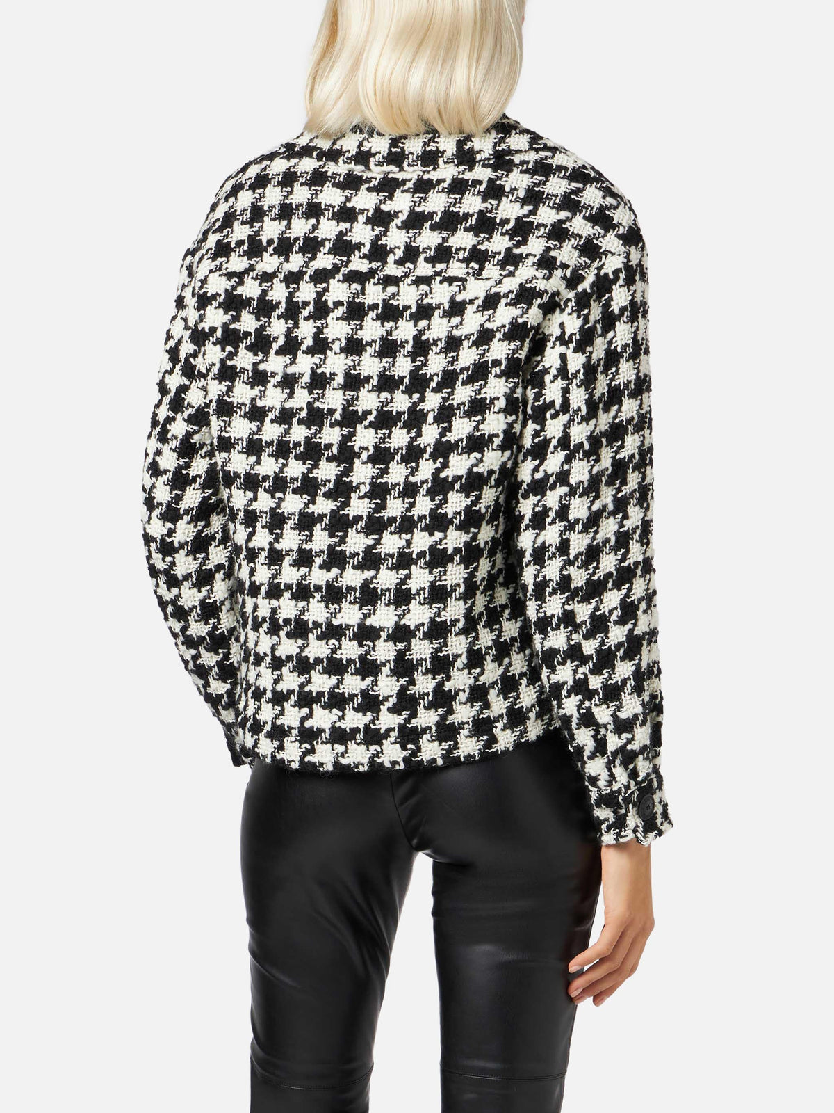 Overshirt corto Bonnibell bianco e nero pied de poule