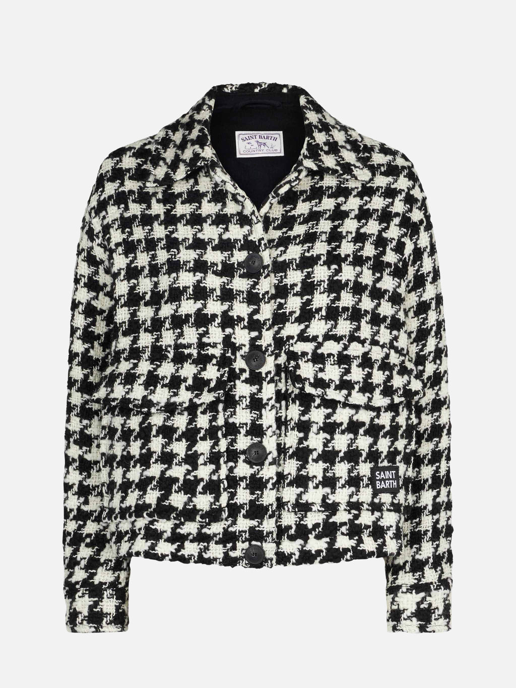 Overshirt corto Bonnibell bianco e nero pied de poule