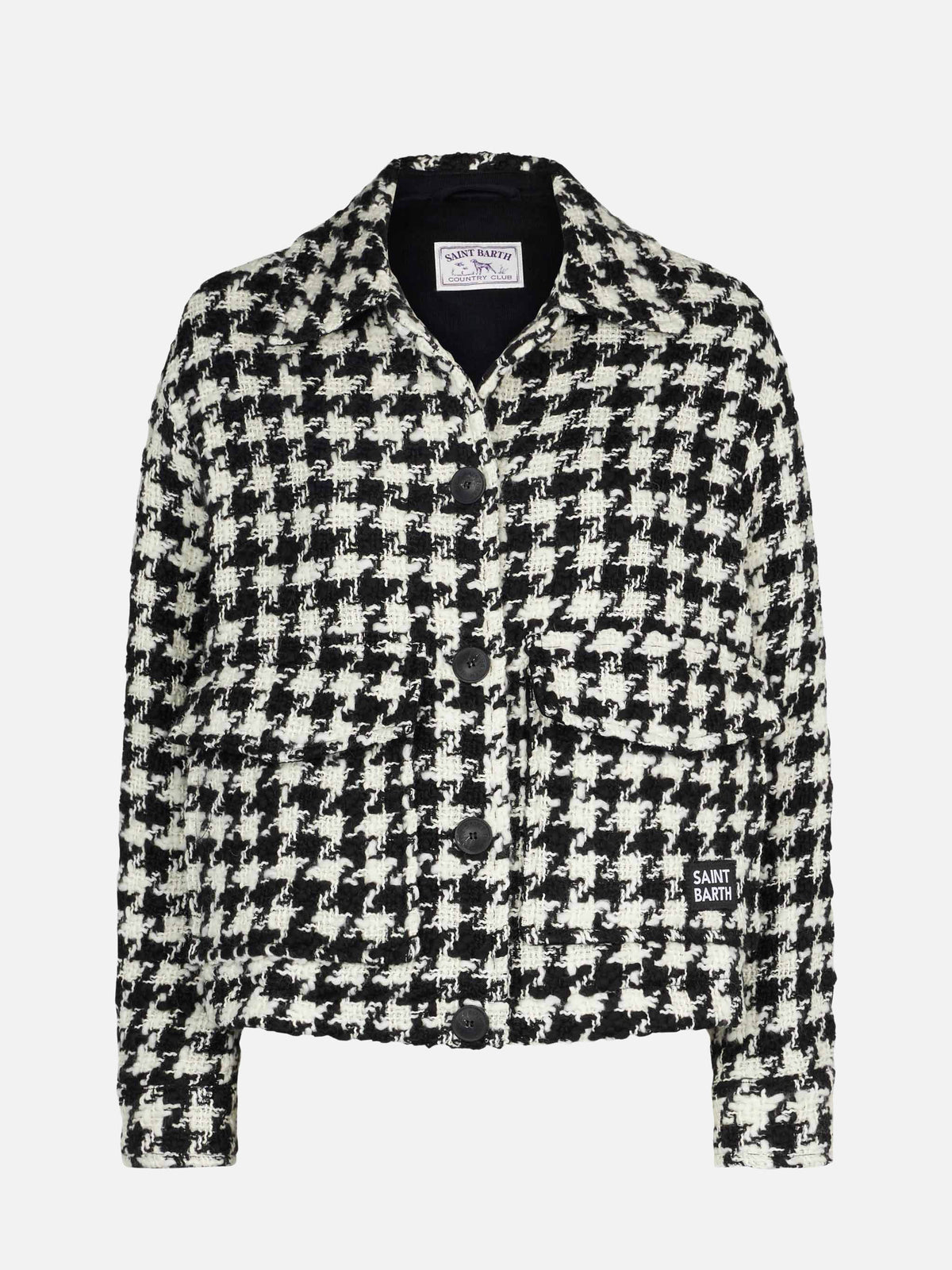Overshirt corto Bonnibell bianco e nero pied de poule