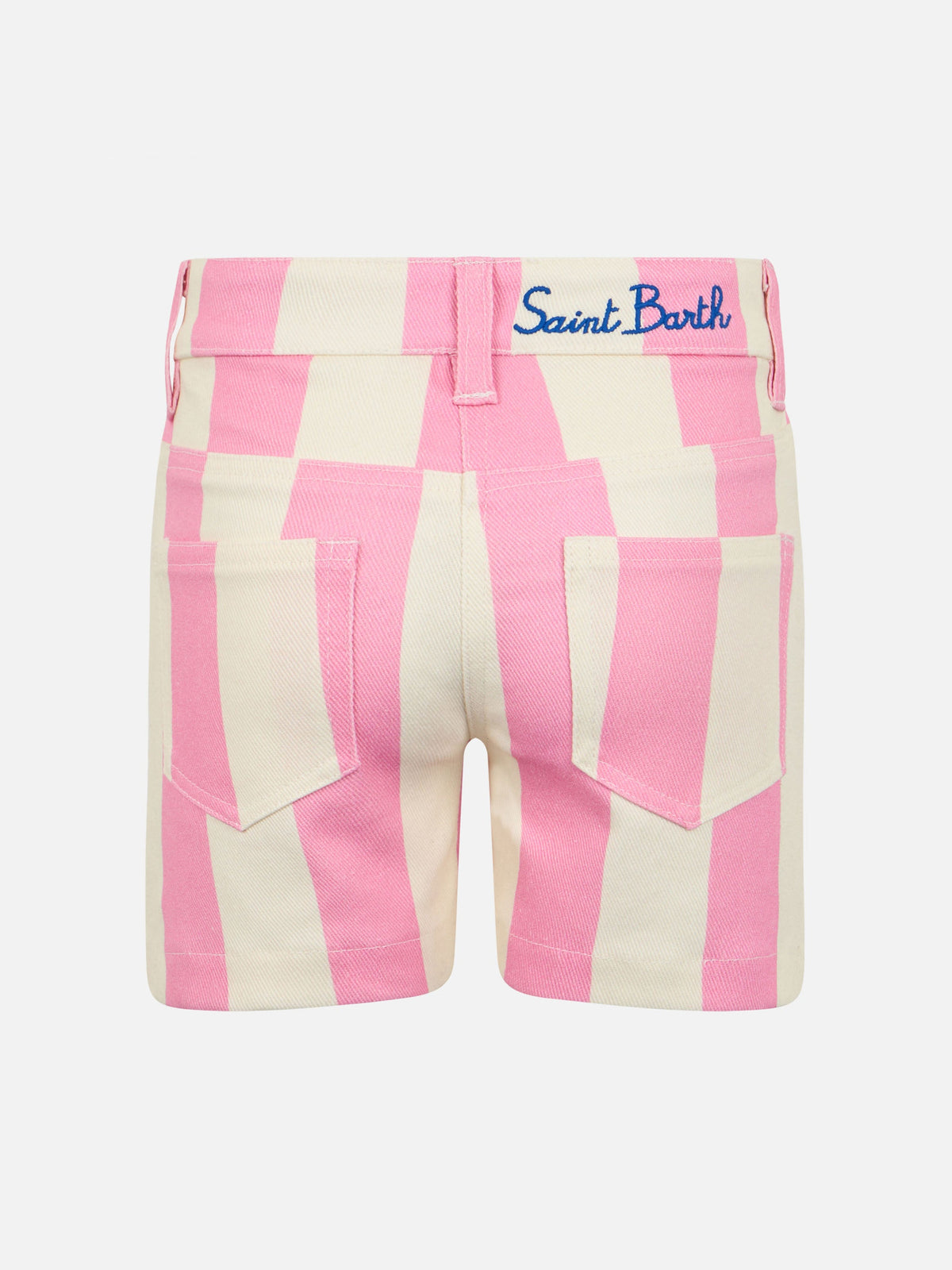 Bermuda Cancun Jr in denim a righe rosa