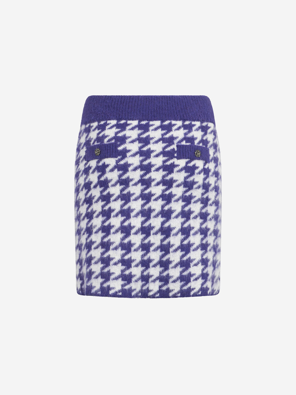 Gonna Chatel viola in maglia con motivo pied de poule