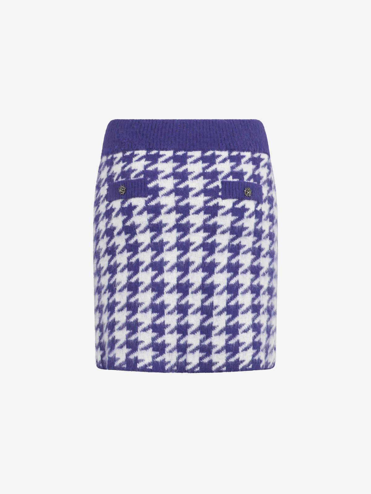 Gonna Chatel viola in maglia con motivo pied de poule