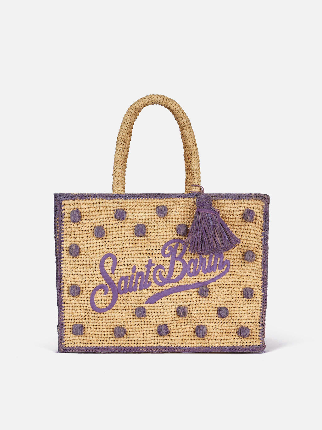 Borsa a mano Colette in rafia a pois