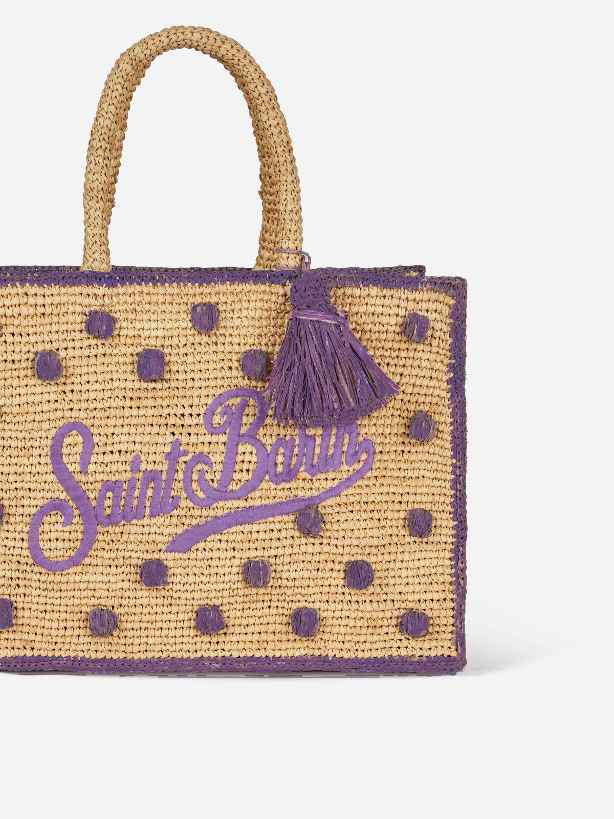 Borsa a mano Colette in rafia a pois