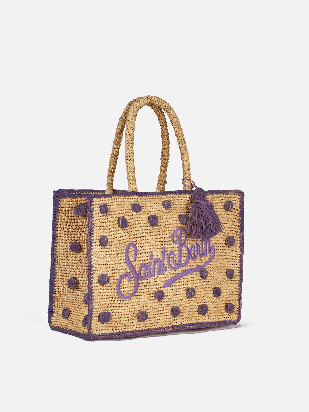 Borsa a mano Colette in rafia a pois
