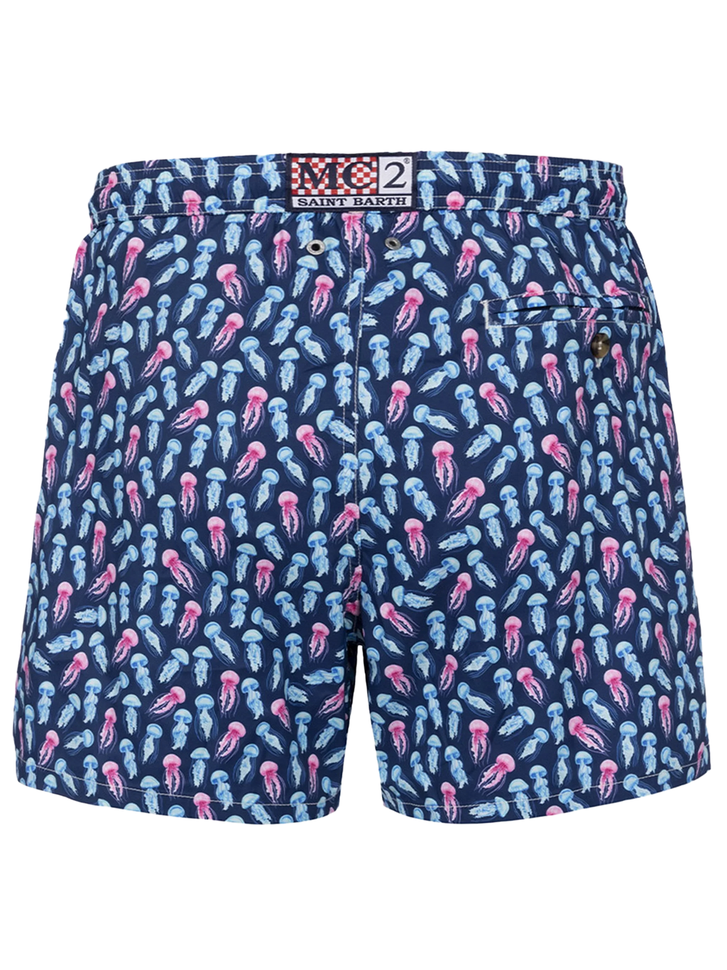 Costume mare Comfort Light blu navy con stampa meduse fluo