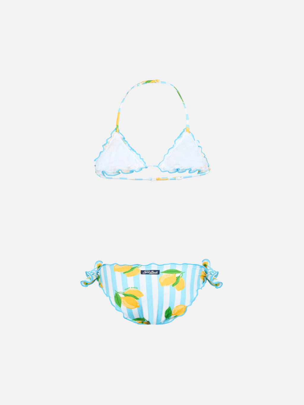 Bikini Cris azzurro con stampa limoni a righe