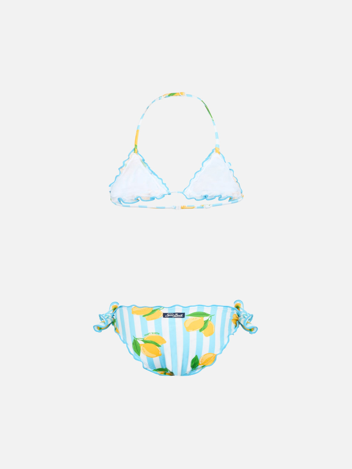 Bikini Cris azzurro con stampa limoni a righe