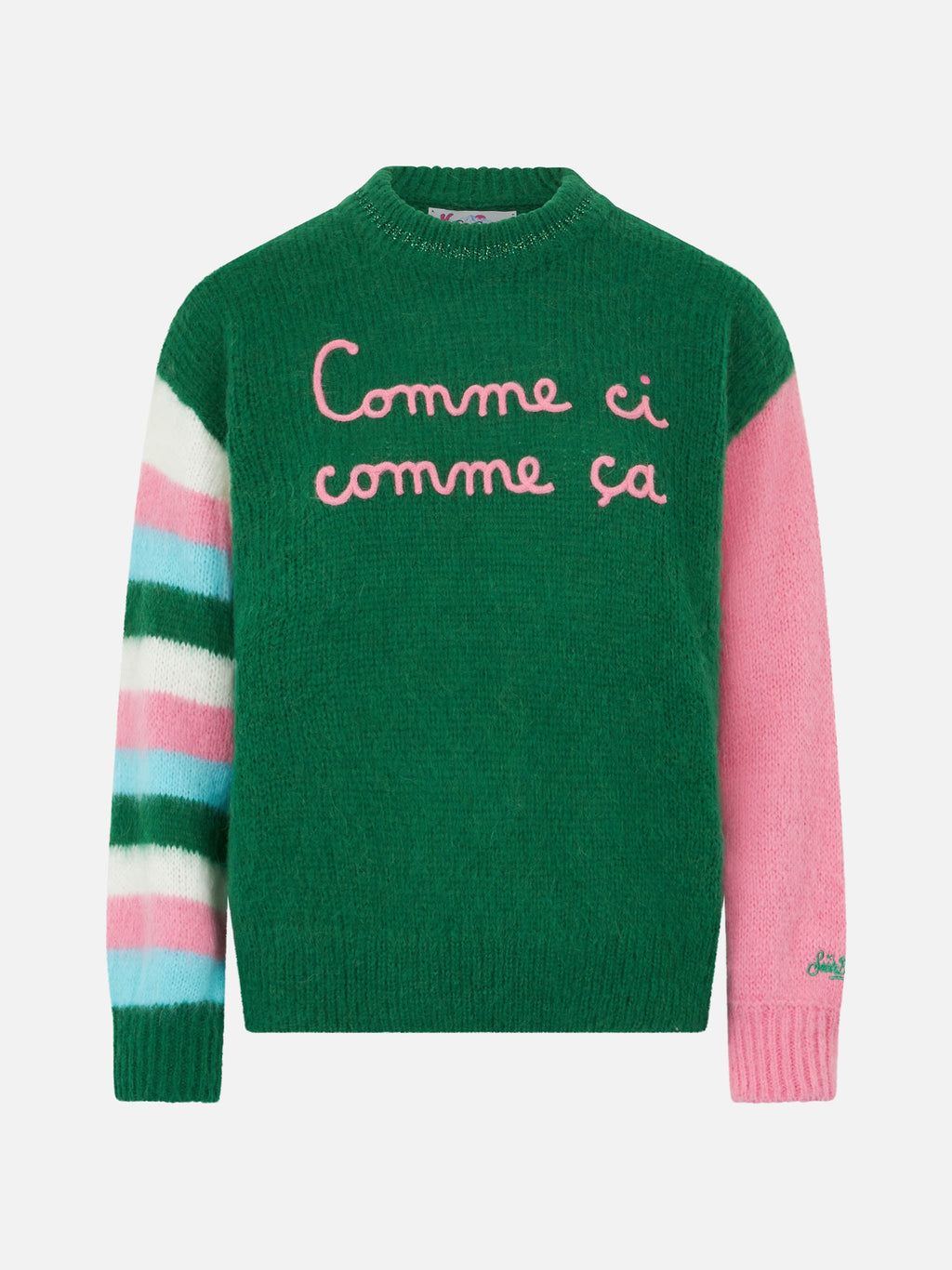 Maglia Danya Soft verde con ricamo Comme ci comme ça