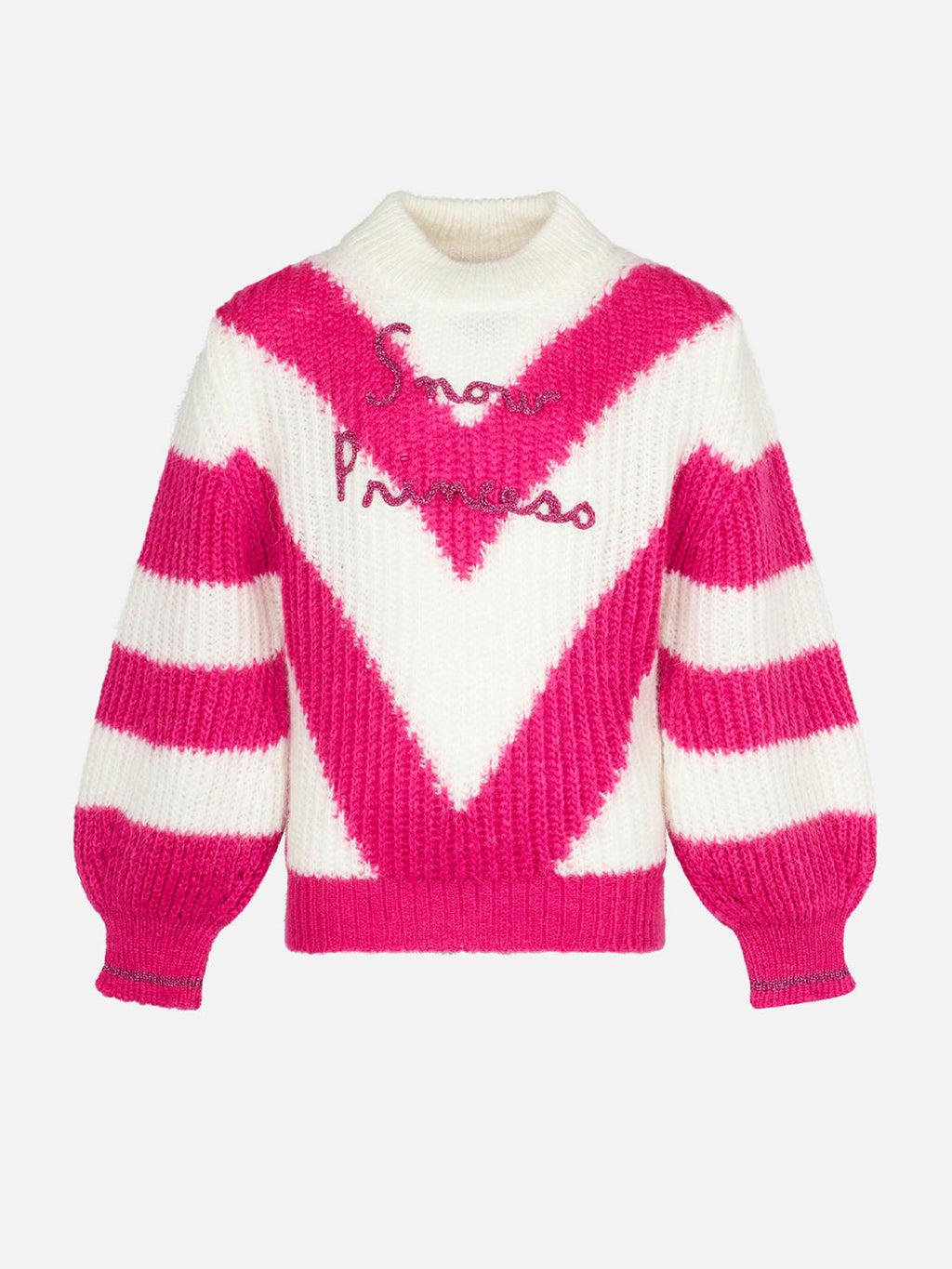 Maglia Danya Soft Jr a righe rosa e bianche con ricamo Snow Princess