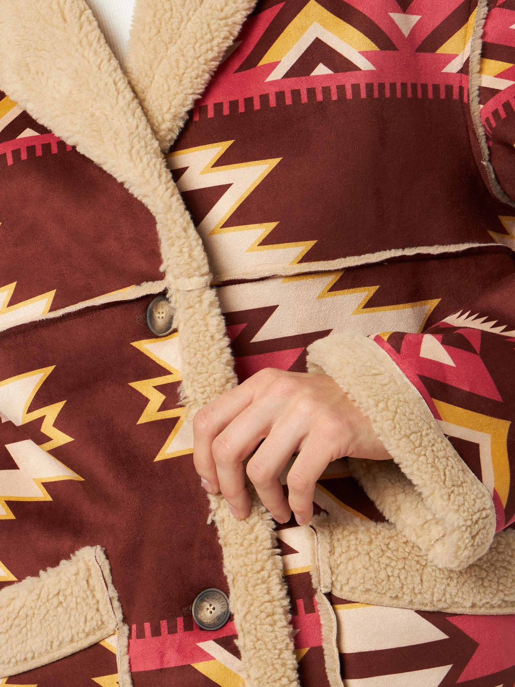 Cappotto reversibile Dorys beige effetto montone con motivo product image 3