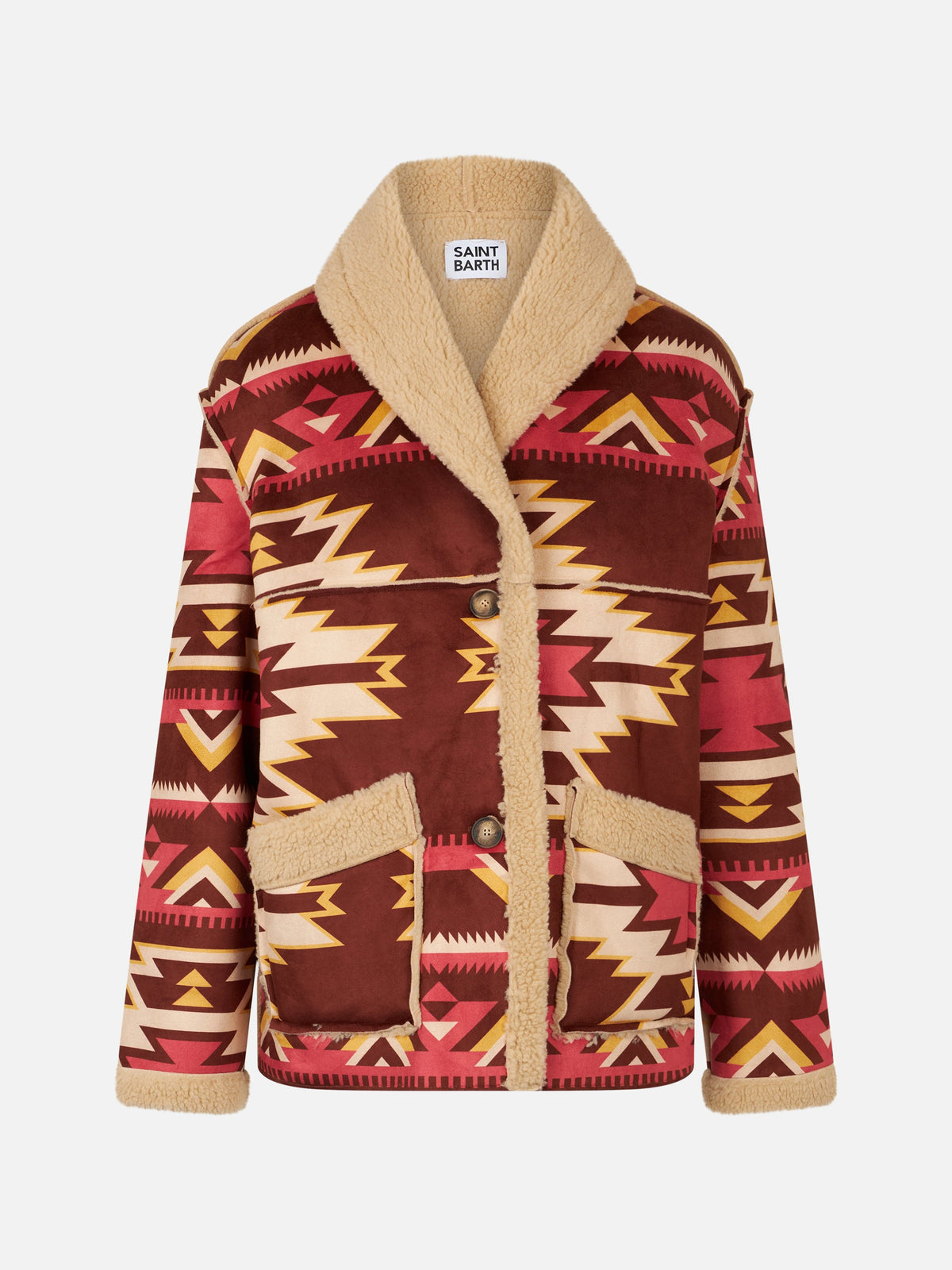 Cappotto reversibile Dorys beige effetto montone con motivo product image 7