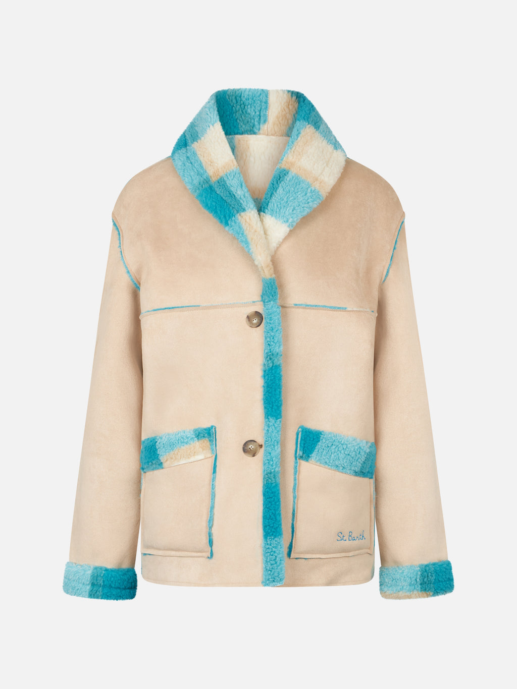Giacca reversibile Dorys effetto montone con stampa tartan product image 7