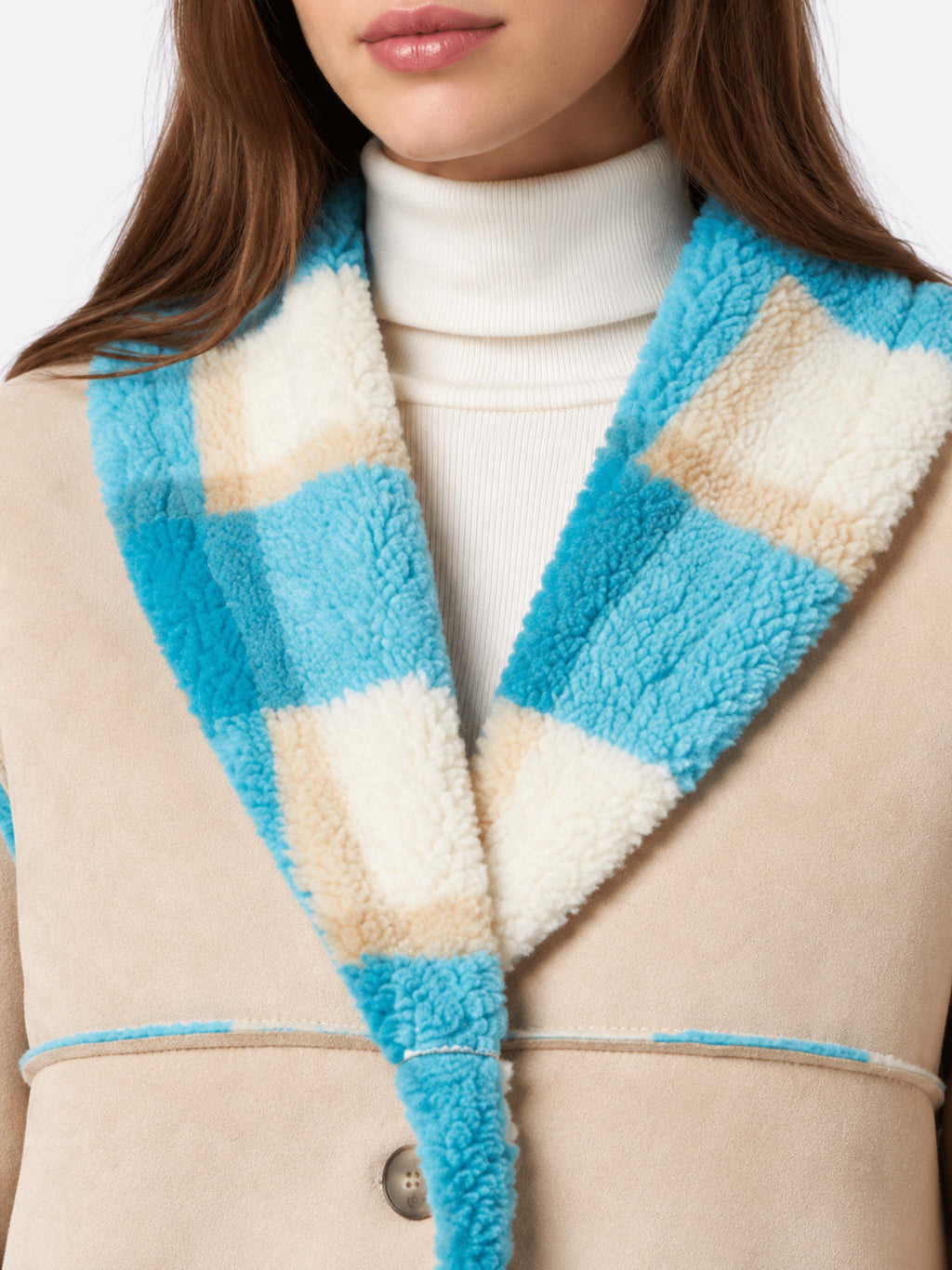 Giacca reversibile Dorys effetto montone con stampa tartan product image 6