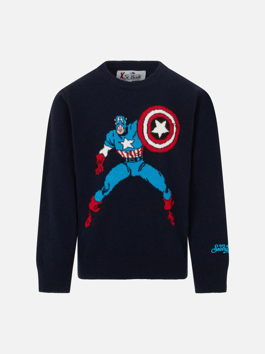 Maglione Douglas blu navy con jacquard Captain America | Special Edition