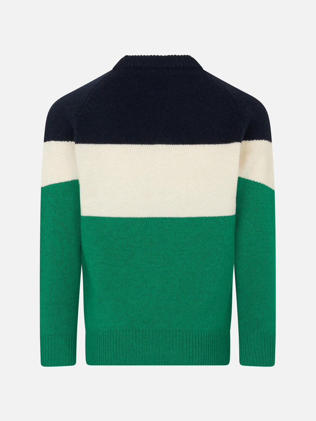 Maglia girocollo Douglas Ski verde e blu con jacquard logo
