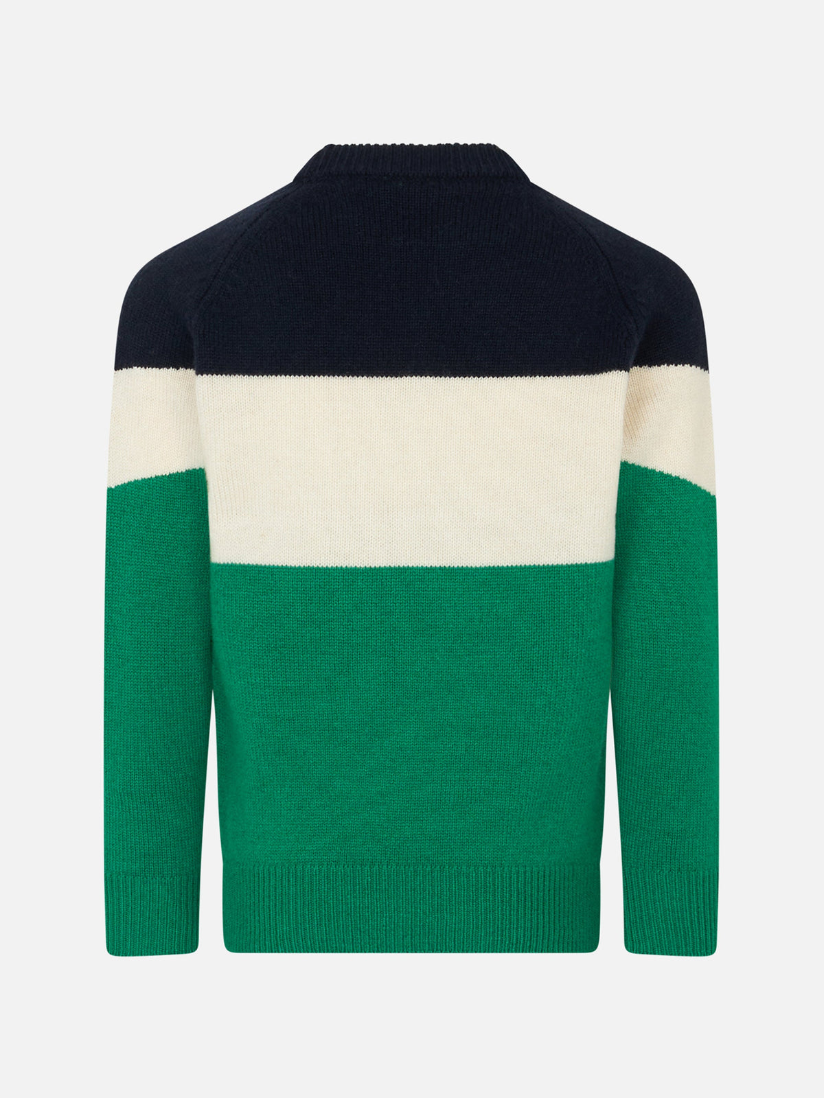 Maglia girocollo Douglas Ski verde e blu con jacquard logo