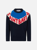 Maglia girocollo Douglas Ski bluette e blu con jacquard logo