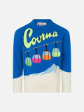 Maglia girocollo Douglas con jacquard cartolina Courmayeur a trecce