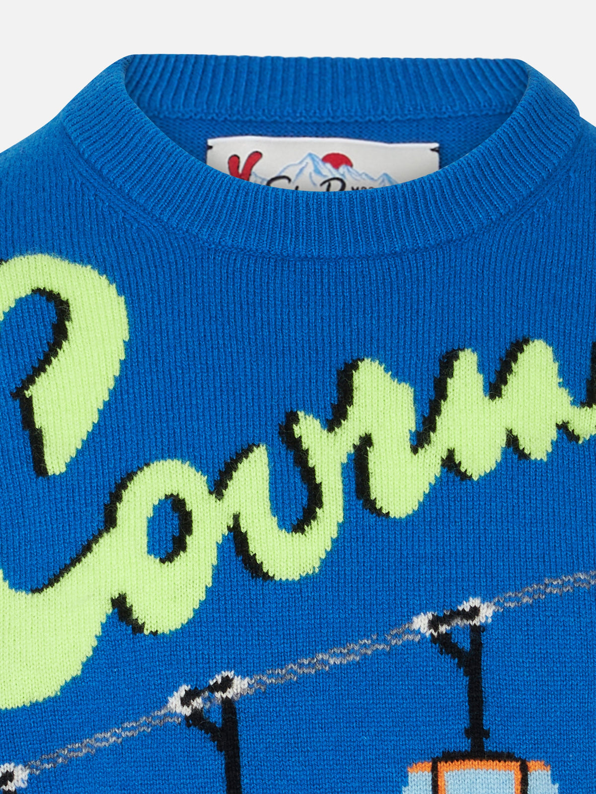 Maglia girocollo Douglas con jacquard cartolina Courmayeur a trecce