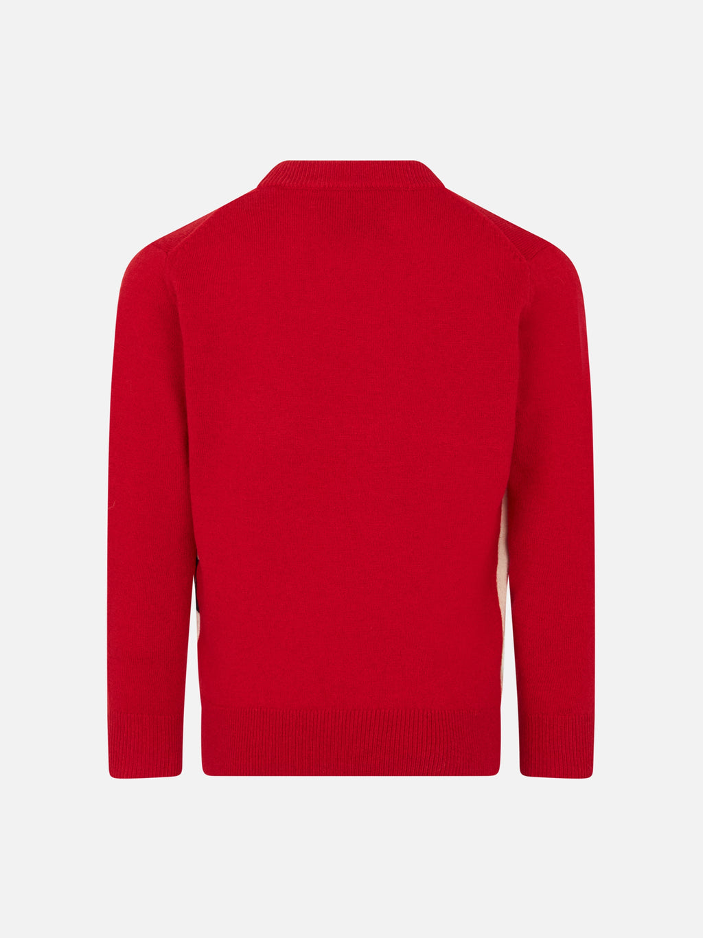 Maglia girocollo Douglas rossa con jacquard St. Barth Ski Club