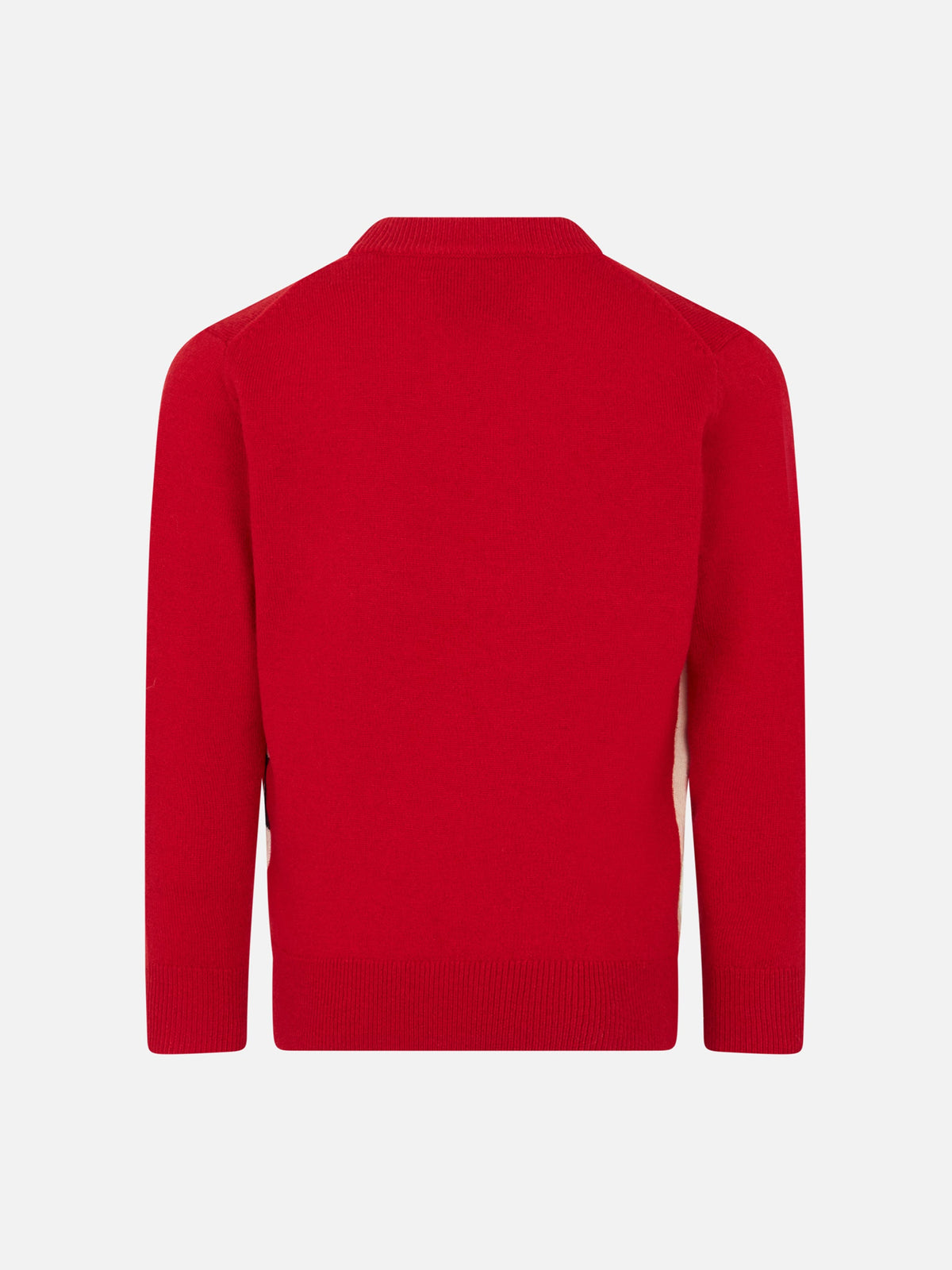 Maglia girocollo Douglas rossa con jacquard St. Barth Ski Club