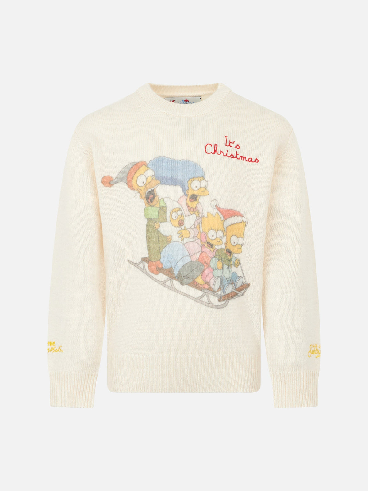 Maglia Douglas bianca con jacquard famiglia Simpson | Special Edition