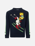 Maglia girocollo Douglas blu navy con jacquard Bart Simpson | Special Edition