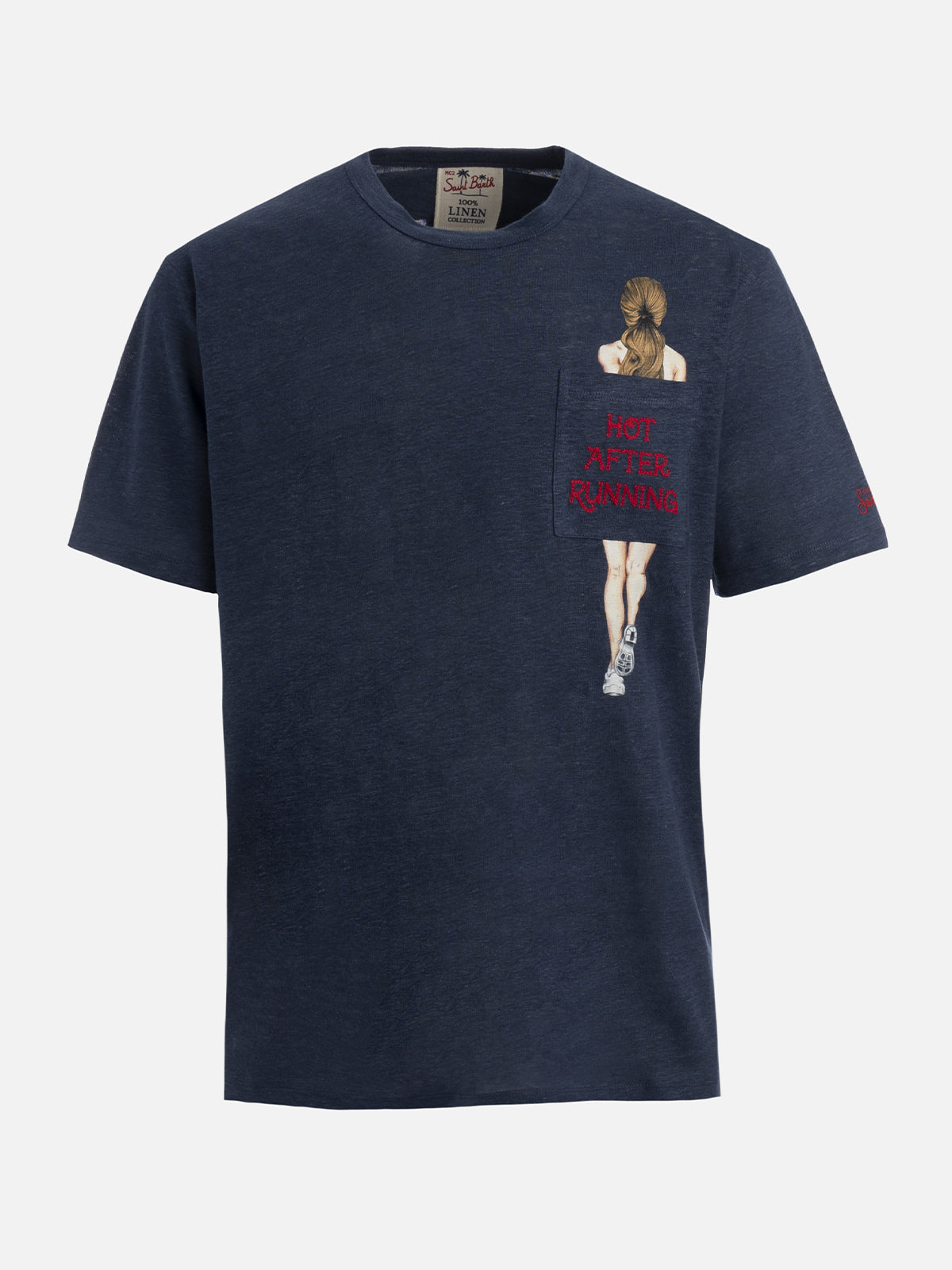 T-shirt Ecstasea blu navy in lino con stampa running product image 1