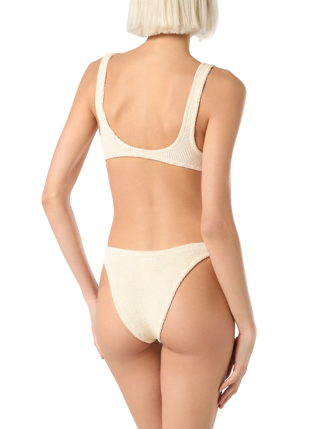 Slip mare Elise beige in tessuto crinkle
