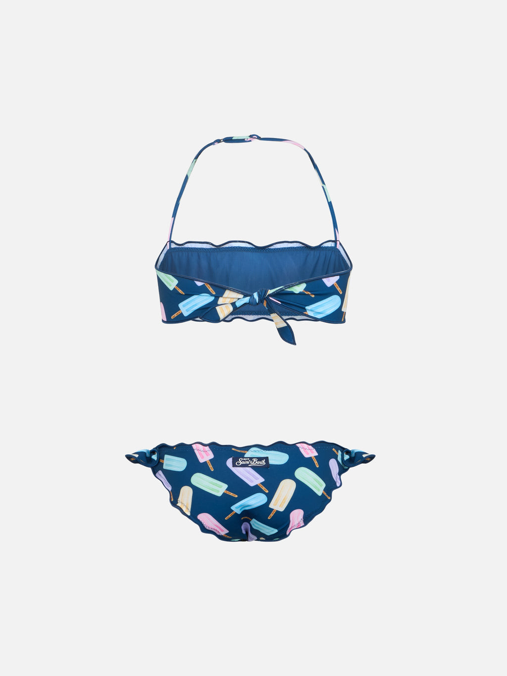 Bikini a fascia Emy blu navy con stampa ghiaccioli