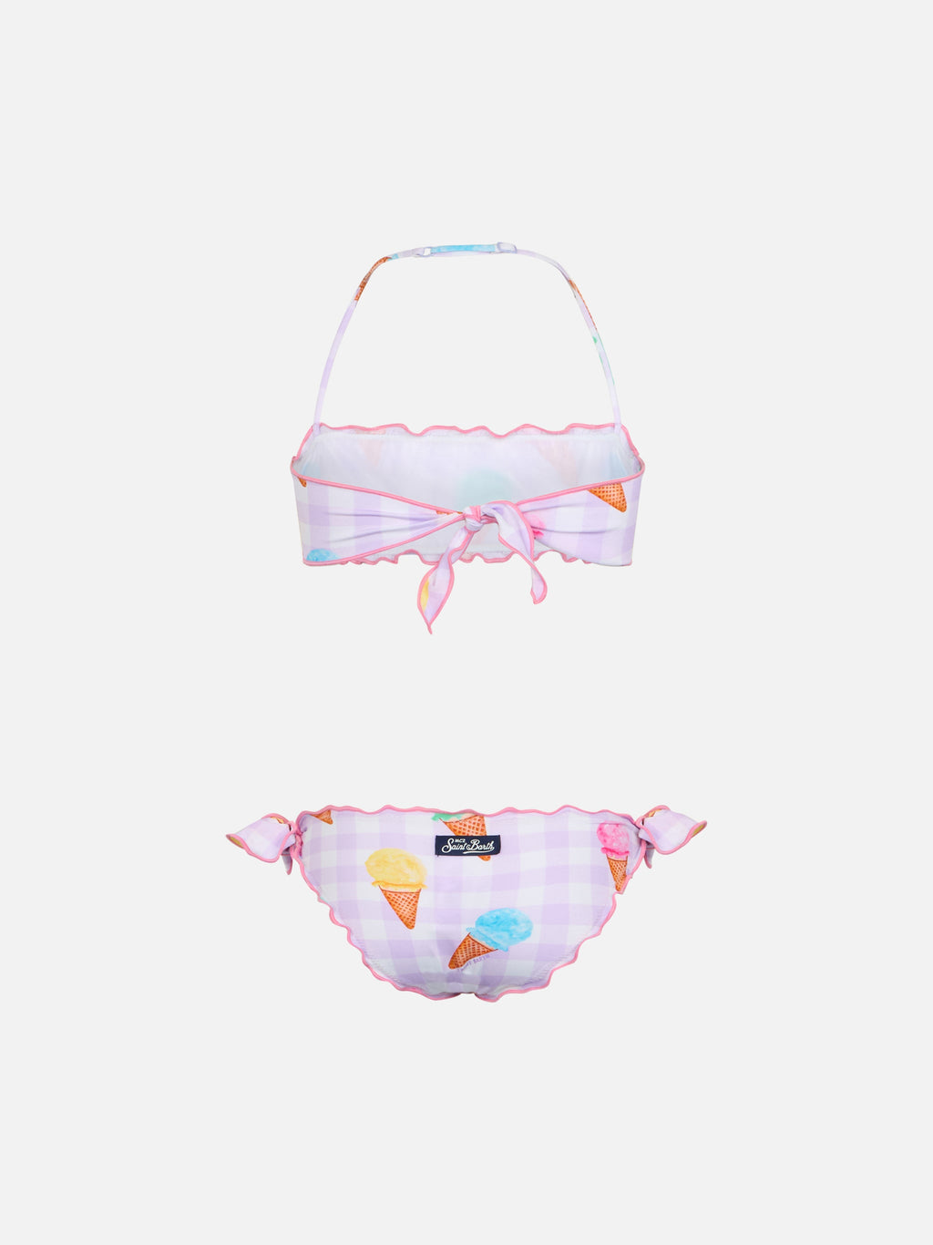 Bikini a fascia Emy lilla con motivo vichy