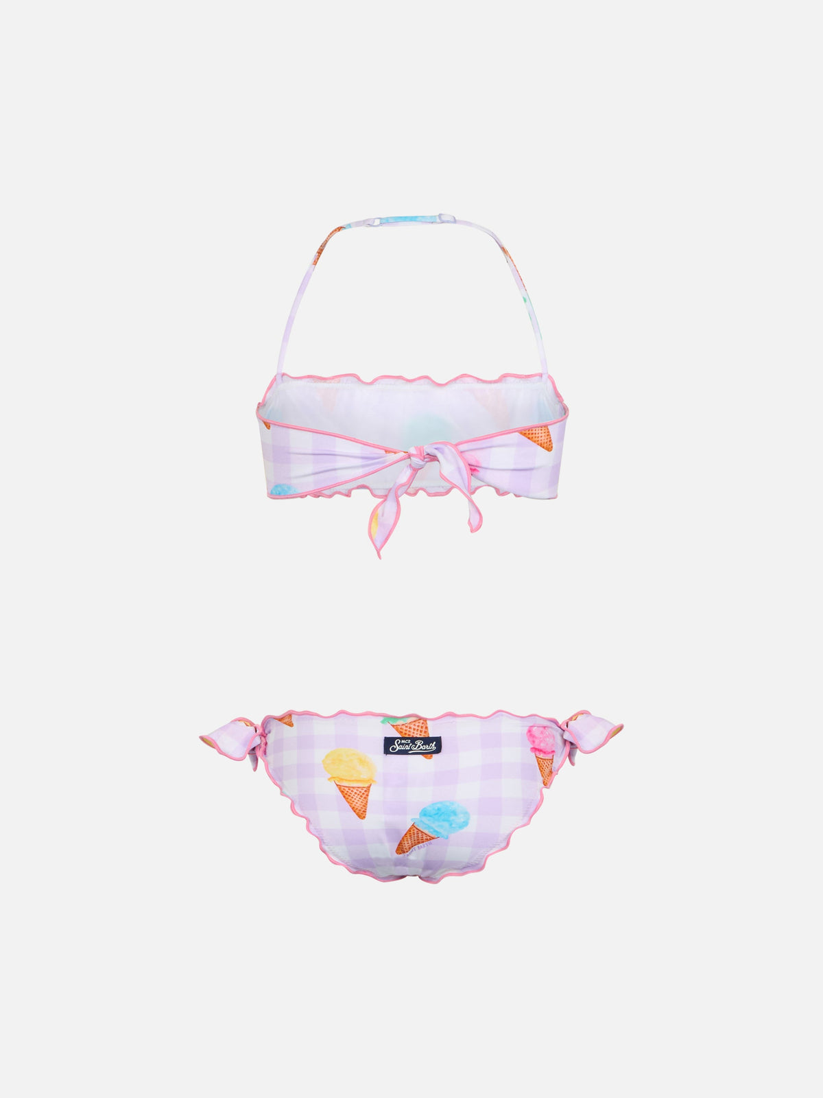 Bikini a fascia Emy lilla con motivo vichy
