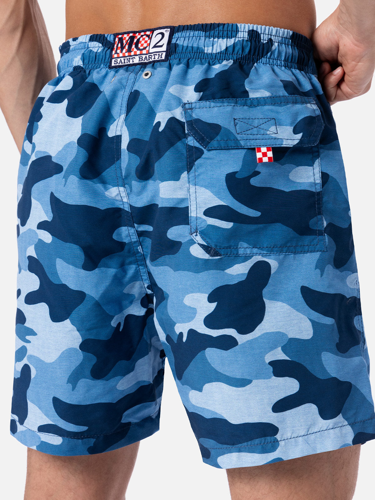 Costume mare Gustavia con stampa camouflage denim