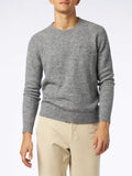 Maglia girocollo Heron grigio melange con ricamo logo