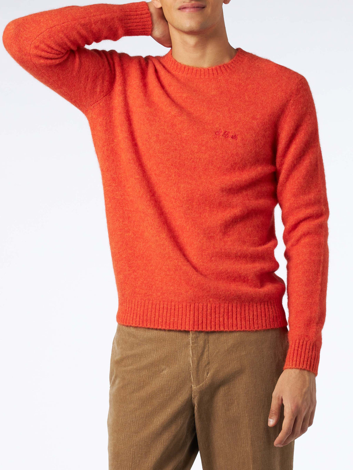 Maglia girocollo Heron arancione con ricamo logo