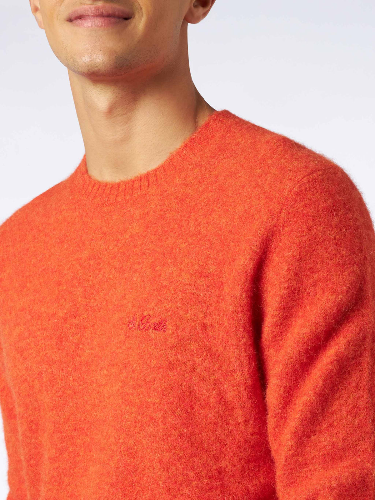 Maglia girocollo Heron arancione con ricamo logo