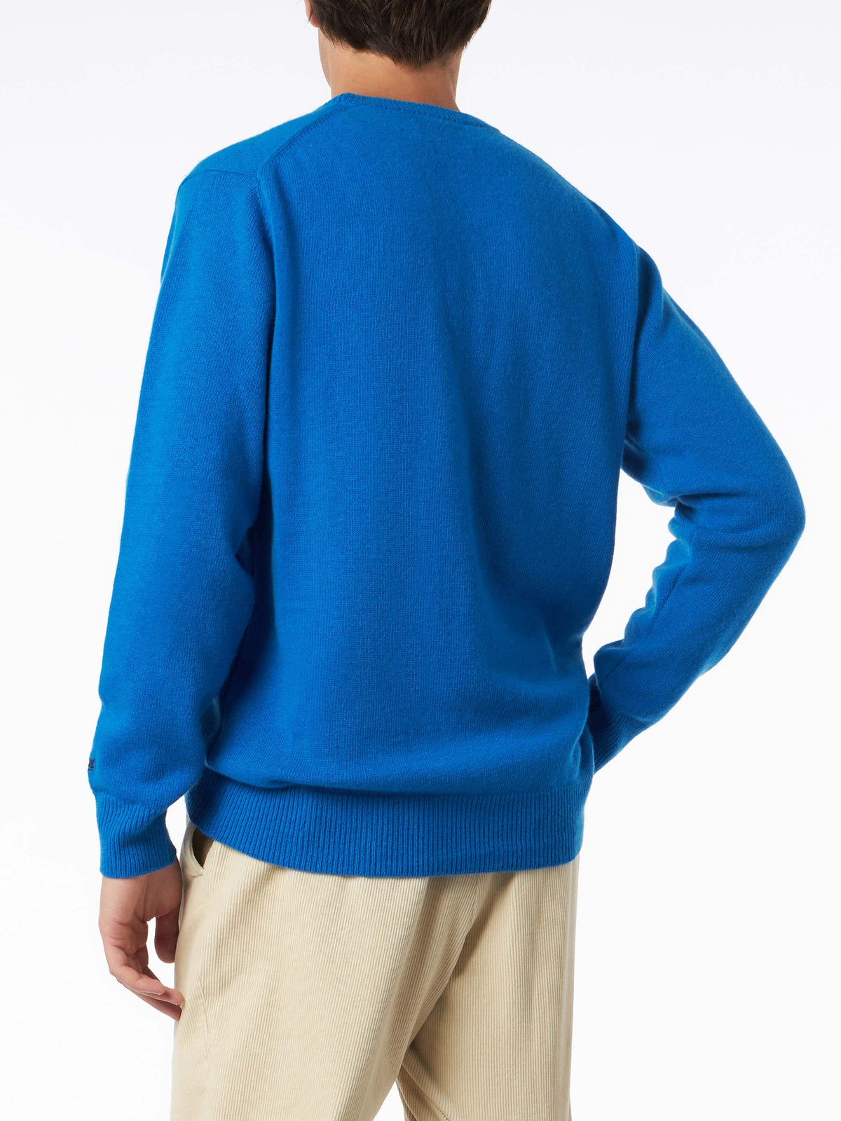 Maglia girocollo Heron blu con ricamo St. Moritz Après Ski